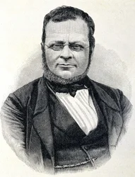 イタリアの政治家、カヴール伯爵カミッロ・ベンソ（1810-1861）の肖像（1860年の写真をもとに作成