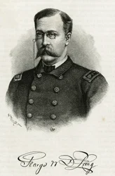 北極観測船「ラ・ジャンネット」の乗組員であるジョルジュ・ワシントン・デ・ロン船長（1844-1881）の肖像。Le voyage de la Jeannette "を説明するためのエングレーヴィング。