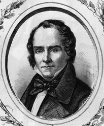 フランスの詩人・劇作家であるCasimir Delavigne（1793～1843）の肖像（1866年の彫刻）。
