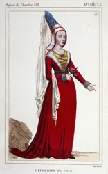 カトリーヌ・ド・ナバラ（またはカトリーヌ・ド・フォワ）1468-1517年、ナバラ王妃の肖像。1830年のエングレーヴィング。