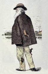 リスと遊ぶチャールズ・ダーウィン（1809-1882）の肖像。