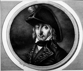 フランスの将軍、シャルル・ピエール・フランソワ・アウゲロー（1757-1816）の肖像。フランス革命の歴史的絵画全集（全3巻）」に掲載されているエングレーヴィング。1804.