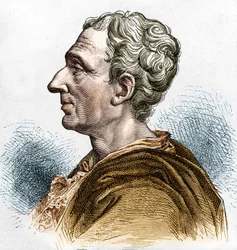 シャルル・ド・セダット（1689 - 1755）、ラ・ブライド男爵、モンテスキューの肖像。19世紀のエングレーヴィング。