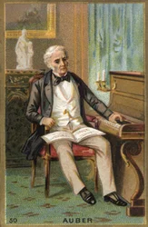 フランスの作曲家、ダニエル・フランソワ・エスプリ・オーベル（1782-1871）の肖像。クロモリトグラフ 19世紀