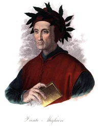 イタリアの詩人ダンテ（1265-1321）の肖像 19世紀のエングレービング