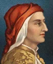 イタリアの作家、ダンテ・アリギエリ（1265-1321）の肖像。