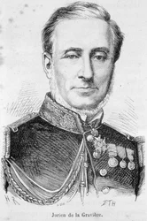 フランスの提督エドモンド・ジュリアン・ド・ラ・グラヴィエール（1812-1892）の肖像。