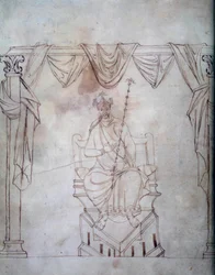 シャルルマーニュ皇帝（742-814）の肖像 Miniature from the Recueil des capitulaires d