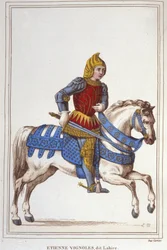 Etienne de Vignoles or Vignolles dit La Hire (Lahire)の肖像。フランスのワーマン1390-1443、1830年のエングレーヴィング