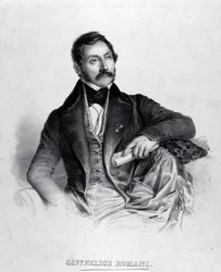 リブレット、詩人、イルタリアン批評家のフェリーチェ・ロマーニ（1788-1865）の肖像。