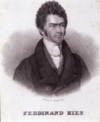 フェルディナンド・リース（1784-1838）ドイツの作曲家・ピアニストの肖像。19世紀のエングレーヴィング。