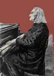 ハンガリーのピアノ作曲家・ピアニスト、フランツ・リスト（1811-1886）の肖像。