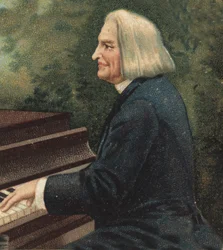 ハンガリーのピアノ作曲家・ピアニスト、フランツ・リスト（1811-1886）の肖像。