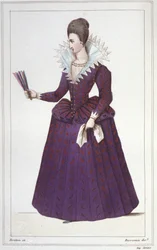ヘンリー4世（1553-1610）の愛人であったガブリエル・デストレ（1573-1599）の肖像 1830年までに彫られたもの