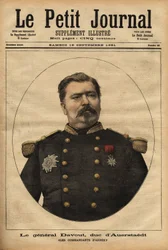 ナポレオン3世（1808-1873）の普仏戦争（1870）の惨禍に参加したフランス軍参謀総長、レオポルド・ダヴォー将軍（アウエルシュテット公爵、1829-1904）の肖像。1891年9月17日付の「Le petit journal」に掲載されたエングレーヴィング。セルバのC