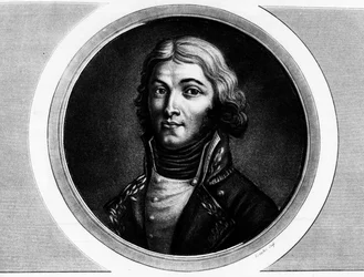 ルイ・ラザール・オッシュ将軍（1768-1797）の肖像。フランス革命の歴史的絵画全集（全3巻）」に掲載されたエングレーヴィング。1804.
