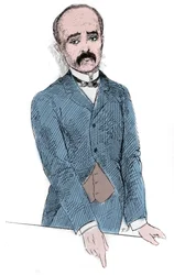 Georges Benjamin Clemenceau (1841-1929) フランスの政治家がトンキンとフランスの問題について議論しているときの肖像。"Le Monde Illustré "に掲載された図版