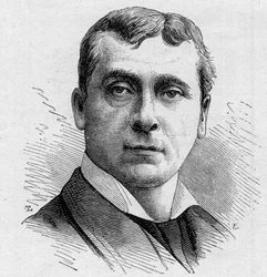1858年から1900年までコメディ・フランセーズのメンバーとして活躍したフランスのコメディアン、ギュスターヴ・ワームス（1836年生）の肖像。1879年8月16日付「Le Monde Illustré」1168号に掲載されたエングレーヴィング。