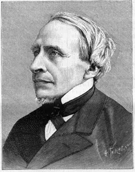 科学者エルベ・マンゴン（1821-1888）の肖像。ネイチャー」にて。科学とその芸術・産業への応用についてのレビュー"1888