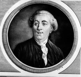 ジャック・ネッカー（1732-1804）フランス国務大臣の肖像。フランス革命の歴史的絵画全集（全3巻）」に掲載されたエングレーヴィング。1804.