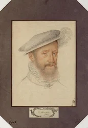 フランスの元帥であるジャック・ダルボン（サン・アンドレ侯爵）（1505-1562）の肖像、匿名。紙に黒チョークとサンギーヌ、サイズ：27,1x20、1560年頃、サンクトペテルブルク、エルミタージュ美術館