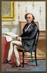 ドイツの作曲家Jakob Liebmann Meyerbeer (1791-1864)の肖像。19世紀末のクロモリトグラフ。