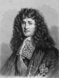フランスの政治家、ジャン・バティスト（Jean-Baptiste）・コルベール（1619-1683）の肖像-ラヴァレの「Histoire des Français」に掲載、エングレーヴィング、sd.