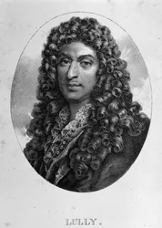 イタリア系フランス人作曲家、ジャン・バティスト・リュリ（ジョヴァンニ・バッティスタ・リュリ）（1632-1687）の肖像。19世紀のエングレーヴィング。