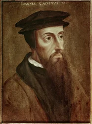 ジャン・カルヴァン（Jean Cauvin）の肖像 フランスの改革者・作家（1509-1564） 無名の絵画。1550.ロッテルダムMusee Boymans Van Beuningen - ジョン・カルヴァン（Jean Cauvin）の肖像（フランスの作家、神学者、プロテスタント宗教改革期の牧師）（1
