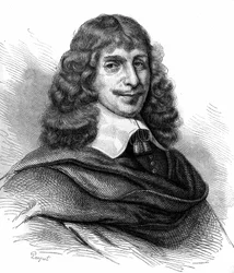 フランスの作家、ジャン・フランソワ・サラザン（Sarrazin, Sarazin）（1614 -1654）の肖像。1870年のエングレーヴィング。