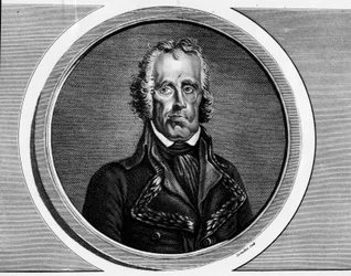 フランスの将軍、ジャン・ニコラ・ウシャール（1738-1793）の肖像。フランス革命の歴史的絵画全集（全3巻）」に掲載された版画。1804.