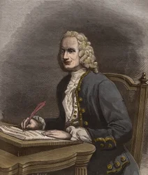 Jean Philippe Rameau (1683-1764) の肖像 - フランスの作曲家Jean-Philippe (Jean Philippe) Rameau (1683-1764)の肖像 - 輝かしい週刊新聞 "La musique populaire "のエングレーヴィング - 1882年