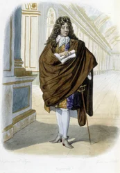 フランスの劇作家・詩人であるジャン・ラシーヌ（1639年〜1699年）の肖像画 - "Le Plutarque francais", Ed.Mennechet