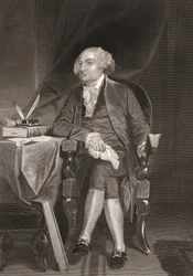 アメリカの政治家で第2代大統領ジョン・アダムス（1735-1826）の肖像。19世紀のエングレーヴィング