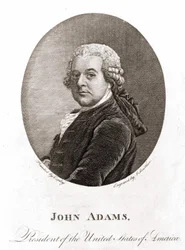アメリカ合衆国第2代大統領ジョン・アダムス（1735〜1826）の肖像。エングレーヴィング sd.19世紀