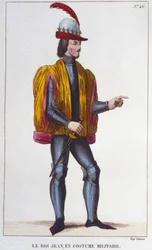 軍服を着た善良なジョン2世（1319年～1364年）の肖像（フランス王） 1830年の彫刻作品