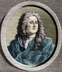 1720年に破産したスコットランドの金融業者、ジョン・ロー（1671 - 1729）の肖像（Quincampoix Streetのイベント