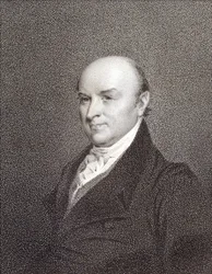 ジョン・アダムス大統領の息子であり、アメリカ大統領（1825年～1829年）であったジョン・クインシー・アダムス（1767年～1848年）の肖像。エングレーヴィング sd.19世紀