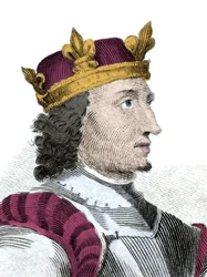 ノルマン人最後のイングランド王エティエンヌ（スティーブン）ディット・ドゥ・ブロワ王（1096-1154）の肖像。