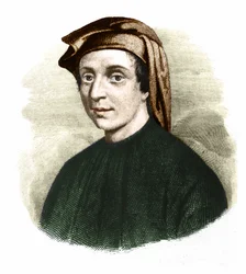 レオナルド・フィボナッチ（1170-1245年）の肖像。（ピサのレオナルド）。イタリアの数学者