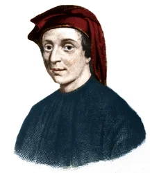 レオナルド・フィボナッチ（1170-1245）の肖像。（ピサのレオナルド）。イタリアの数学者。