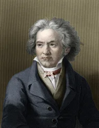 ドイツの作曲家、ルートヴィヒ・ヴァン・ベートーヴェン（1770-1827）の肖像。