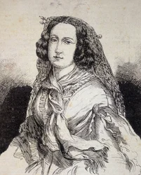 フランスの作家、マダム・マルセーヌ・デボルド・ヴァルモア(Desbordes Valmore)(1786 - 1859)の肖像 - 「Les Contemporains」に掲載、n.d. 19世紀後半。