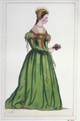 フランソワ1世とクロード・ド・フランスの娘、マルグリット・ド・フランス（1523年～1574年）の肖像。1830年のエングレーヴィング
