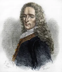 フランスの作家Marie-François Arouet de Voltaire（1695-1778）の肖像。