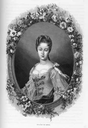 Portrait of Marie Adelaide (Marie-Adelaide) de Savoie (1685-1712) (サヴォワ家のマリー・アデライドの肖像) - 1862年、我々の最初の作家による "The Queens of the World "に掲載された彫刻。J.G.D.ARMENGAUDの指示で出版された本。