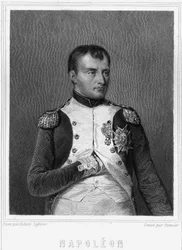 フランス皇帝ナポレオン1世（1769-1821）の肖像（ラヴァレ著『フランス史』所収）、エングレーヴィング、SD。
