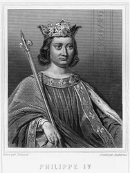 フランス王フィリップ4世（1268-1314）の肖像-ラヴァレの『フランス史』に掲載、エングレーヴィング、SD。