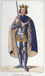 フランス王フィリップ5世（1294年～1322年）の肖像 1830年のエングレーヴィング