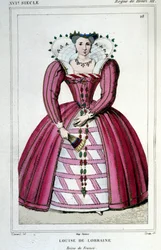 ヘンリー3世の妻、ルイーズ・オブ・ロレーヌ王妃（1553年～1601年）の肖像。1830年のエングレーヴィング。